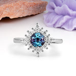 Distinctive 4 Prong Round Cut Alexandrite Engagement Ring - Additional view