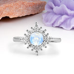Distinctive 4 Prong Round Cut Moonstone Engagement Ring - Additional view