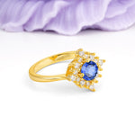 Distinctive 4 Prong Round Cut Sapphire Engagement Ring - Additional view