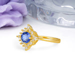 Distinctive 4 Prong Round Cut Sapphire Engagement Ring - Additional view