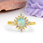 Distinctive 4 Prong Round Cut Fire Opal Engagement Ring - Additional view