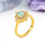 Distinctive 4 Prong Round Cut Fire Opal Engagement Ring - Additional view