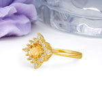 Distinctive 4 Prong Round Cut Citrine Engagement Ring - Additional view
