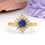 Distinctive 4 Prong Round Cut Tanzanite Engagement Ring - Additional view