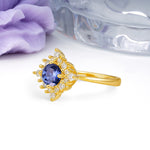 Distinctive 4 Prong Round Cut Tanzanite Engagement Ring - Additional view
