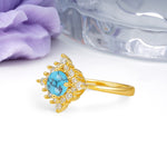 Distinctive 4 Prong Round Cut Turquoise Engagement Ring - Additional view