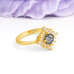 Distinctive 4 Prong Round Cut Black Rutilated Quartz Engagement Ring - Additional view