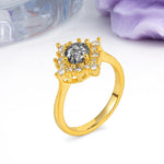 Distinctive 4 Prong Round Cut Black Rutilated Quartz Engagement Ring - Additional view
