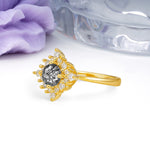 Distinctive 4 Prong Round Cut Black Rutilated Quartz Engagement Ring - Additional view