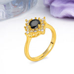 Distinctive 4 Prong Round Cut Black Onyx Engagement Ring - Additional view