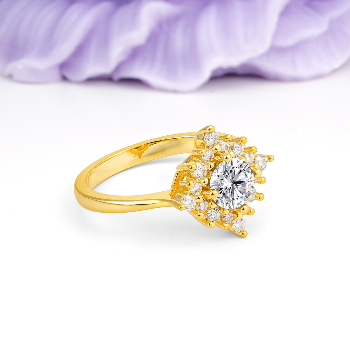 Distinctive 4 Prong Round Cut Lab Diamond Engagement Ring - Additional view