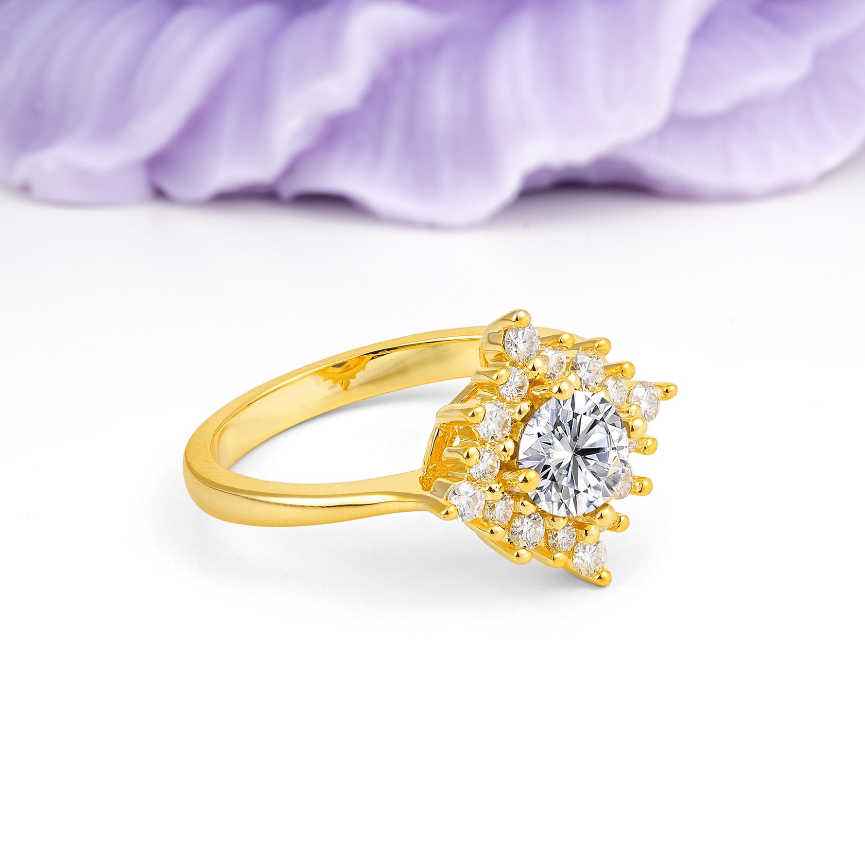 Distinctive 4 Prong Round Cut Lab Diamond Engagement Ring - Additional view