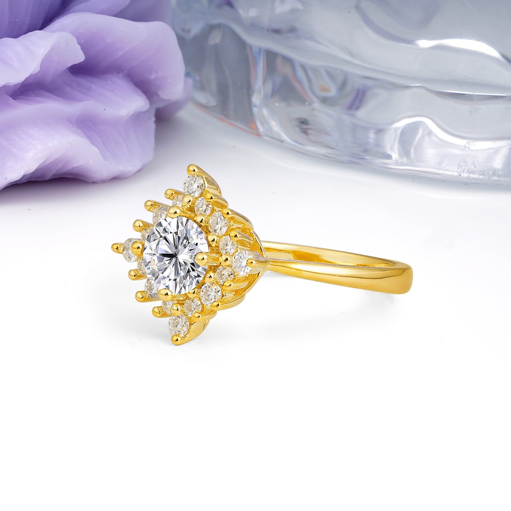 Distinctive 4 Prong Round Cut Lab Diamond Engagement Ring - Additional view