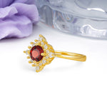 Distinctive 4 Prong Round Cut Garnet Engagement Ring - Additional view