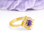 Distinctive 4 Prong Round Cut Amethyst Engagement Ring - Additional view