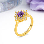 Distinctive 4 Prong Round Cut Amethyst Engagement Ring - Additional view