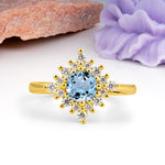 Distinctive 4 Prong Round Cut Aquamarine Engagement Ring - Additional view