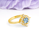 Distinctive 4 Prong Round Cut Aquamarine Engagement Ring - Additional view
