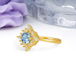 Distinctive 4 Prong Round Cut Aquamarine Engagement Ring - Additional view