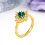 Distinctive 4 Prong Round Cut Emerald Engagement Ring - Additional view