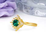 Distinctive 4 Prong Round Cut Emerald Engagement Ring - Additional view