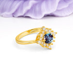 Distinctive 4 Prong Round Cut Alexandrite Engagement Ring - Additional view