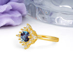 Distinctive 4 Prong Round Cut Alexandrite Engagement Ring - Additional view