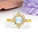 Distinctive 4 Prong Round Cut Moonstone Engagement Ring - Additional view
