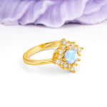 Distinctive 4 Prong Round Cut Moonstone Engagement Ring - Additional view
