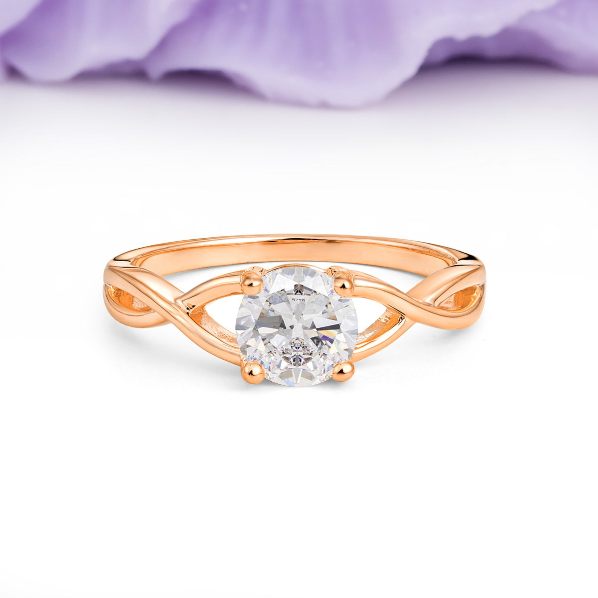 Classic Twisted 4-Prong Round Cut Moissanite Engagement Ring - Additional view