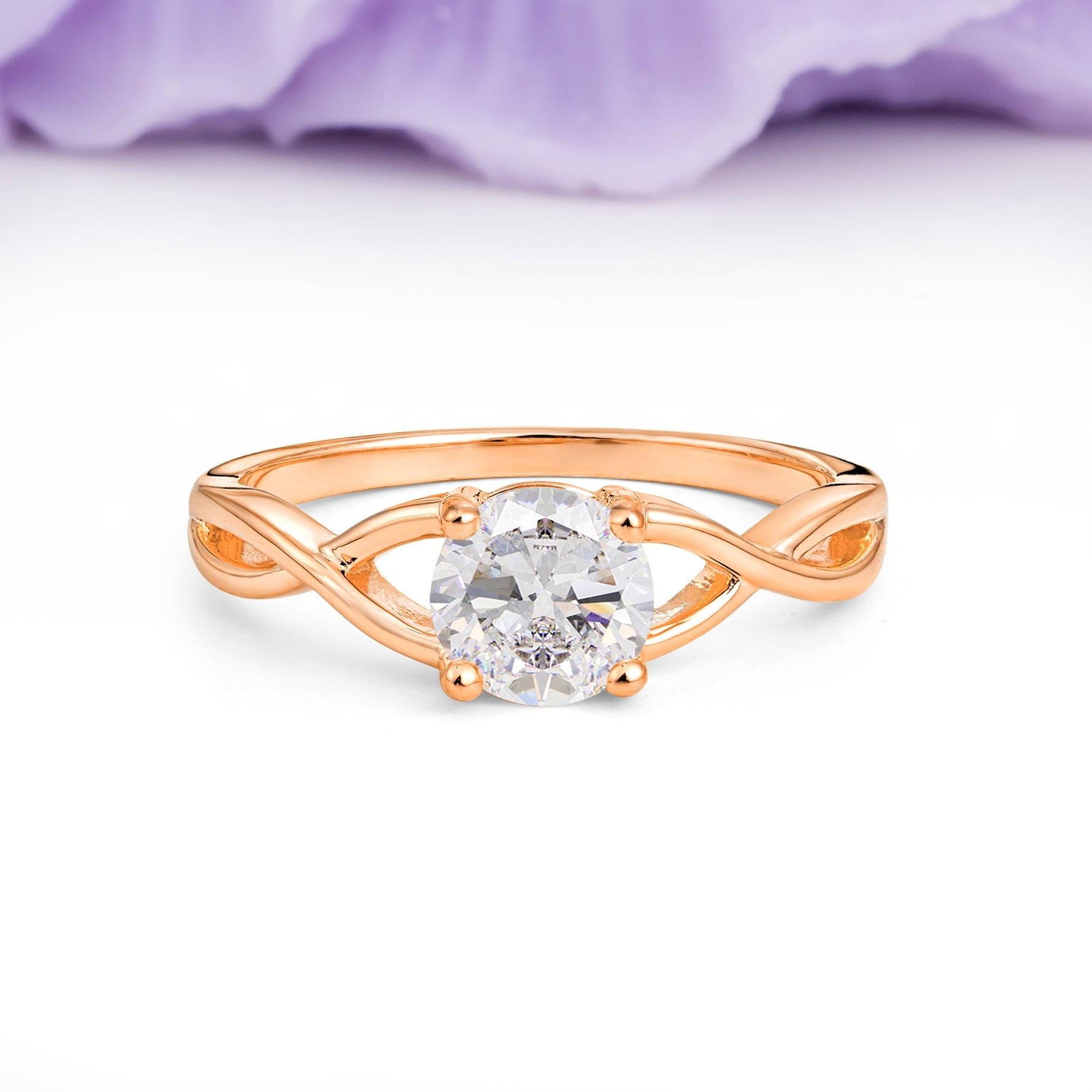 Classic Twisted 4-Prong Round Cut Moissanite Engagement Ring - Additional view