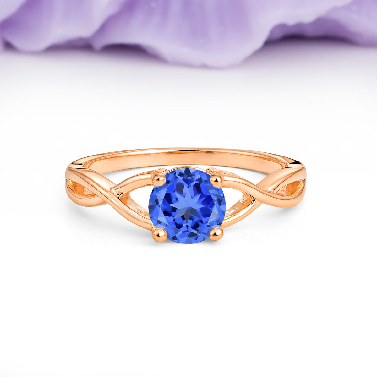 Classic Twisted 4-Prong Round Cut Sapphire Engagement Ring - Additional view