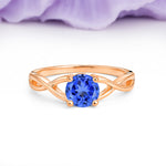 Classic Twisted 4-Prong Round Cut Sapphire Engagement Ring - Additional view