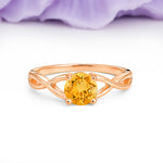 Classic Twisted 4-Prong Round Cut Citrine Engagement Ring - Additional view