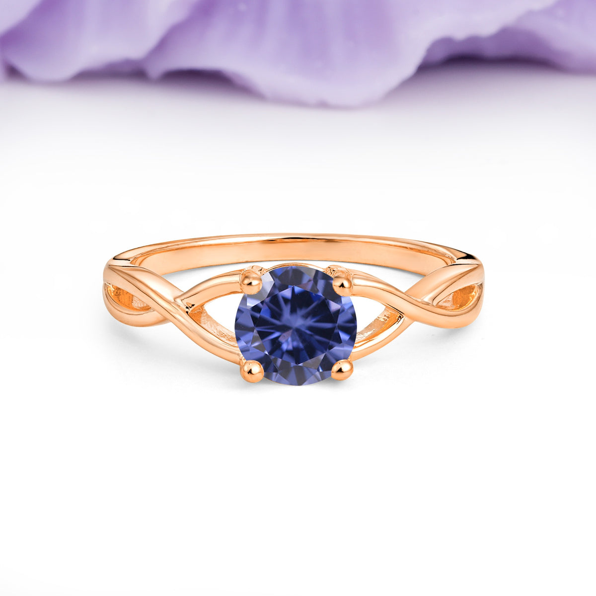 Classic Twisted 4-Prong Round Cut Tanzanite Engagement Ring - Additional view