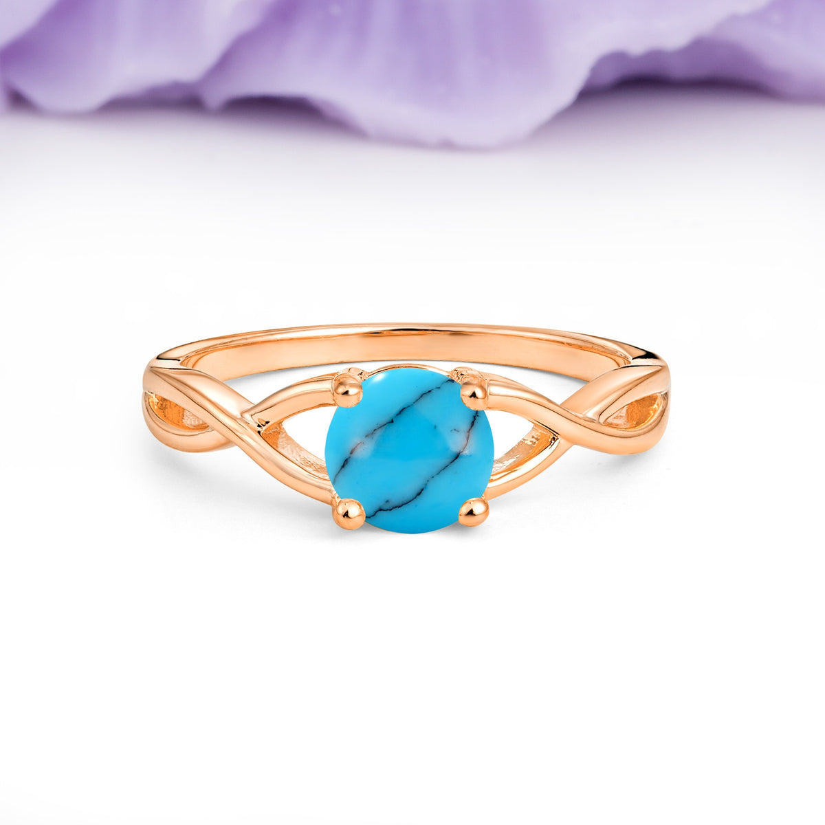 Classic Twisted 4-Prong Round Cut Turquoise Engagement Ring - Additional view
