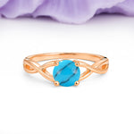 Classic Twisted 4-Prong Round Cut Turquoise Engagement Ring - Additional view