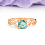 Classic Twisted 4-Prong Round Cut Moss Agate Engagement Ring - Additional view