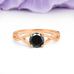 Classic Twisted 4-Prong Round Cut Black Onyx Engagement Ring - Additional view
