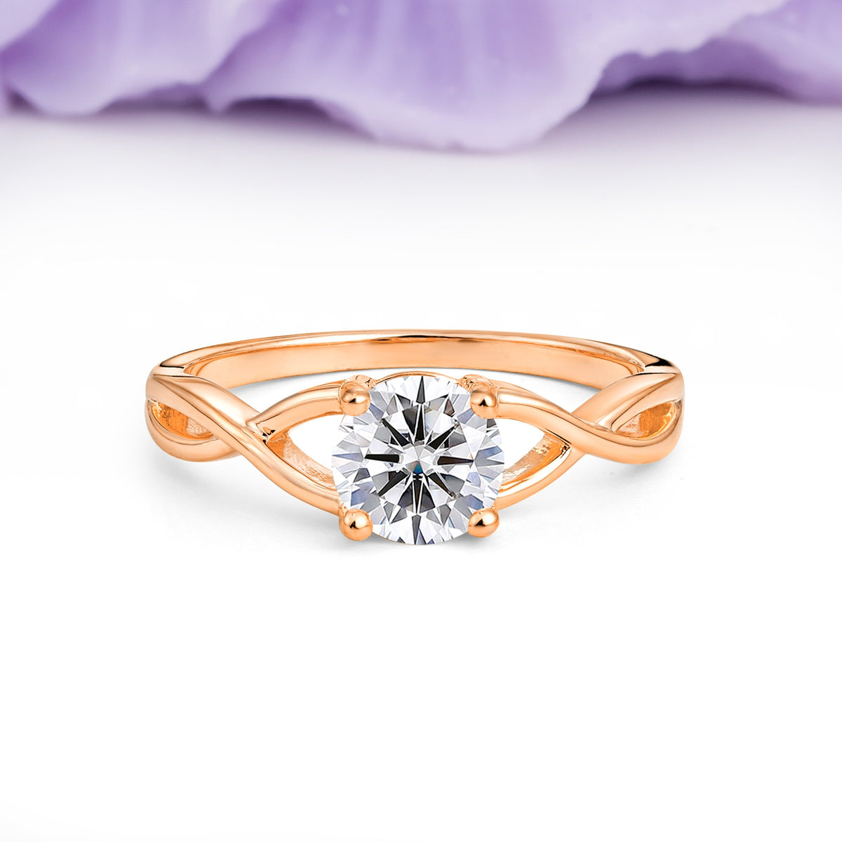 Classic Twisted 4-Prong Round Cut Lab Diamond Engagement Ring - Additional view
