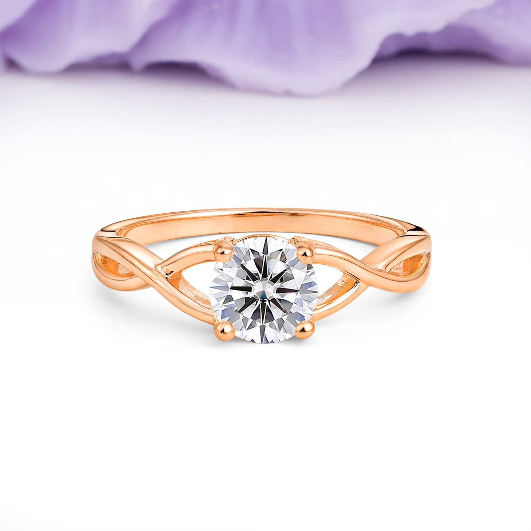 Classic Twisted 4-Prong Round Cut Lab Diamond Engagement Ring - Additional view
