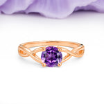Classic Twisted 4-Prong Round Cut Amethyst Engagement Ring - Additional view