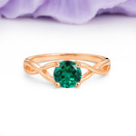 Classic Twisted 4-Prong Round Cut Emerald Engagement Ring - Additional view