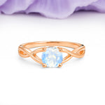 Classic Twisted 4-Prong Round Cut Moonstone Engagement Ring - Additional view
