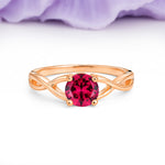 Classic Twisted 4-Prong Round Cut Ruby Engagement Ring - Additional view