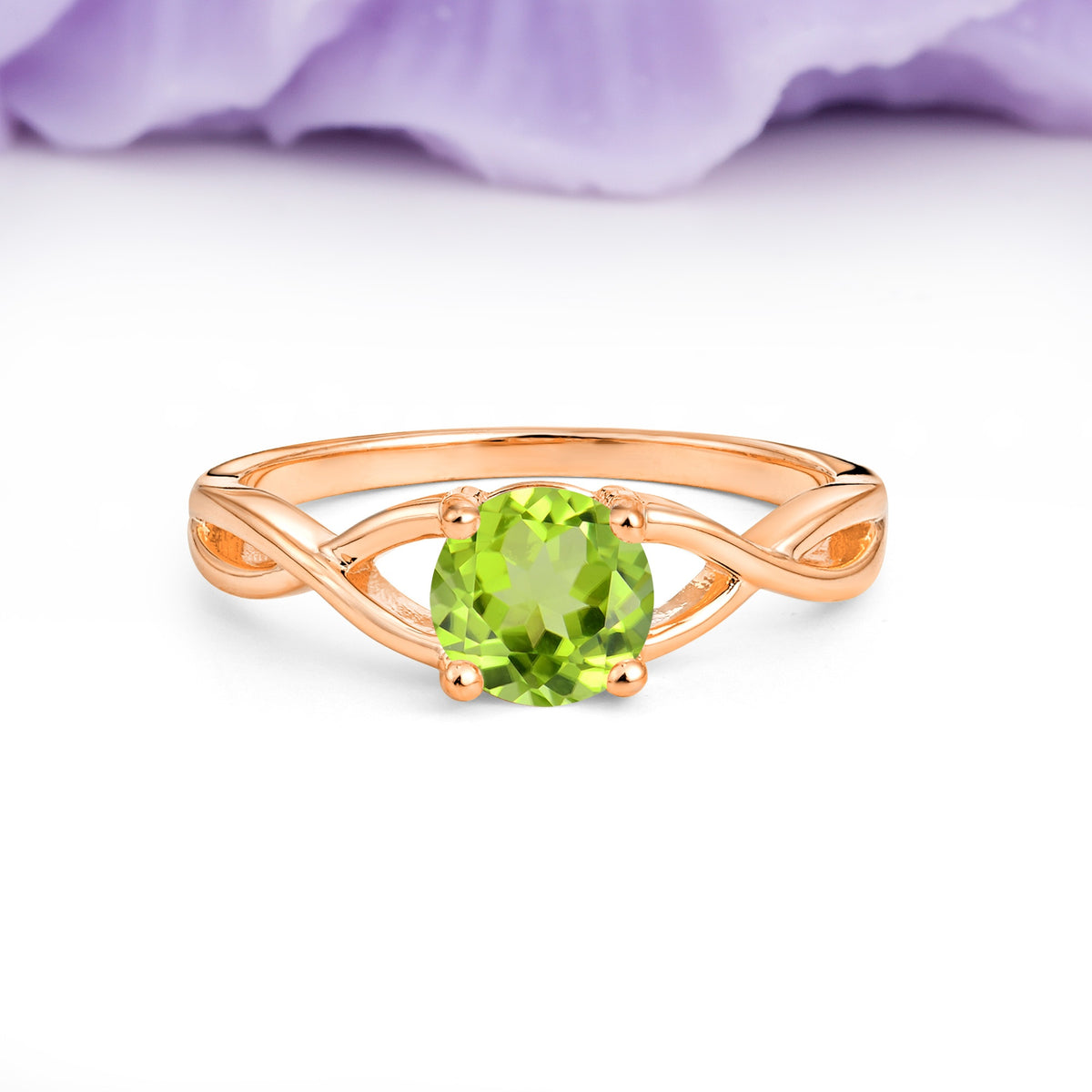 Classic Twisted 4-Prong Round Cut Peridot Engagement Ring - Additional view