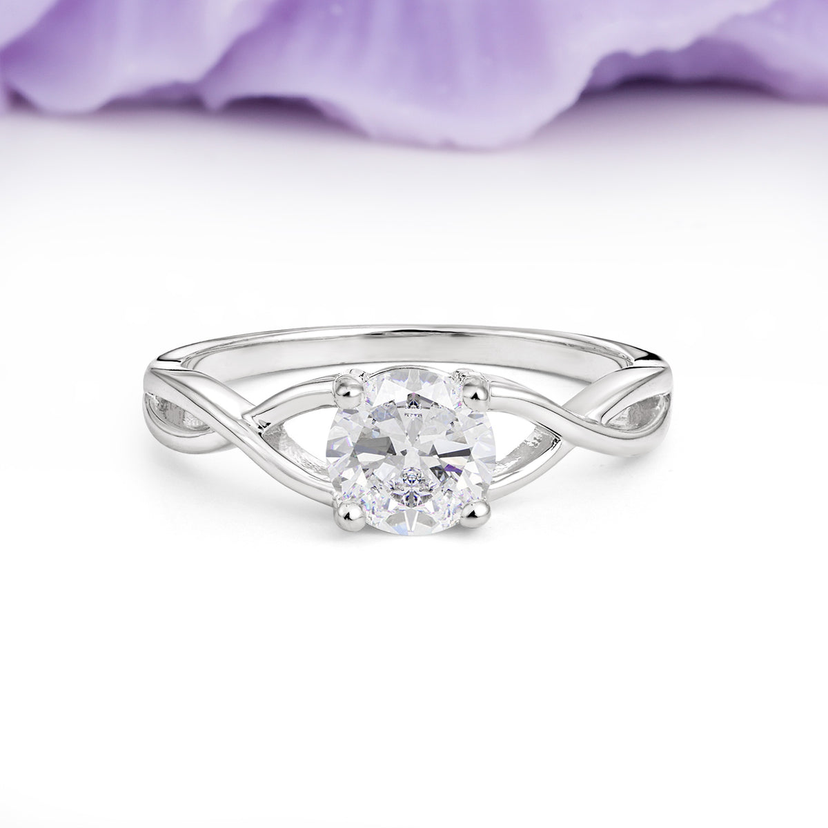 Classic Twisted 4-Prong Round Cut Moissanite Engagement Ring - Additional view