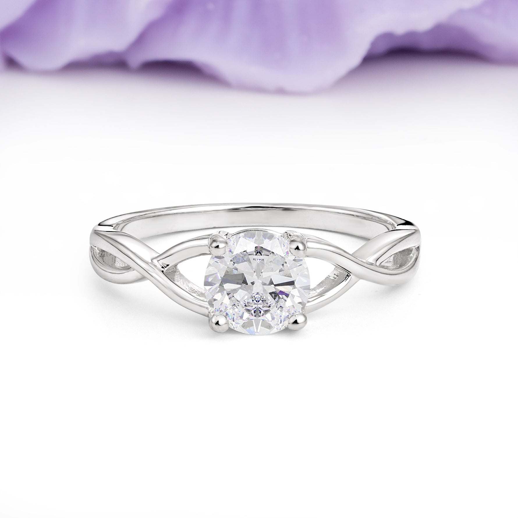Classic Twisted 4-Prong Round Cut Moissanite Engagement Ring - Additional view