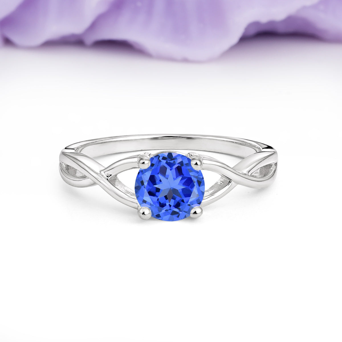 Classic Twisted 4-Prong Round Cut Sapphire Engagement Ring - Additional view