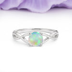 Classic Twisted 4-Prong Round Cut Fire Opal Engagement Ring - Additional view